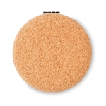 Pocket mirror with normal and magnifying mirror housed in cork beige colour third view