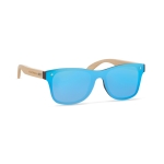 Sunglasses with bamboo arms, UV400 protection blue colour main view