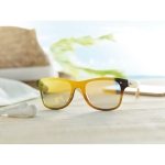 Sunglasses with bamboo arms, UV400 protection yellow colour ambient view