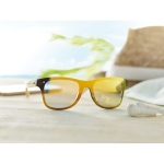 Sunglasses with bamboo arms, UV400 protection yellow colour main ambient view