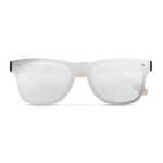 Sunglasses with bamboo arms, UV400 protection shiny silver colour second view