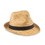 Straw hat with ribbon for summer events / giveaways black colour