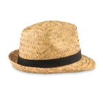 Straw hat with ribbon for summer events / giveaways black colour third view