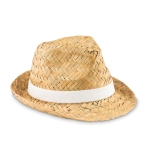 Straw hat with ribbon for summer events / giveaways white colour