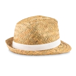 Straw hat with ribbon for summer events / giveaways white colour third view