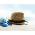 Straw hat with ribbon for summer events / giveaways ambient view