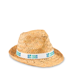 Straw hat with ribbon for summer events / giveaways view with print area