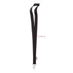 RPET lanyard with metal carabiner and safety clasp, 20mm black colour