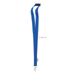 RPET lanyard with metal carabiner and safety clasp, 20mm royal blue colour