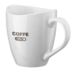 Curved coffee cup in white, 310 ml, Cafetub white colour image with logo