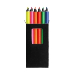 6 neon-coloured pencils in box, Funky black colour first view