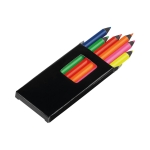 6 neon-coloured pencils in box, Funky black colour third view