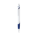 White plastic pen with coloured detail, blue ink blue colour second view