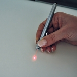 Ballpoint pen with laser pointer, stylus & LED light matt silver colour sixth view