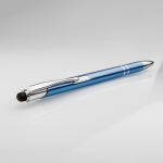 Aluminium touch pen ballpoint pen with blue ink light blue colour third view