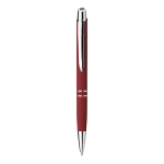 Ballpoint pen with a soft rubber surface burgundy colour first view