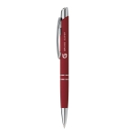 Ballpoint pen with a soft rubber surface burgundy colour image with logo