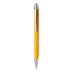 Ballpoint pen with a soft rubber surface yellow colour first view