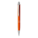 Ballpoint pen with a soft rubber surface orange colour first view