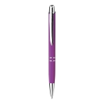 Ballpoint pen with a soft rubber surface violet colour first view