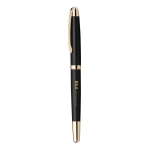 Rollerball pen with gold details, black ink, Ore black colour image with logo 3