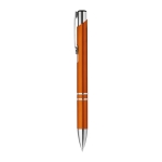 Pen made of plastic in many colours with blue ink, Aster Budget orange colour