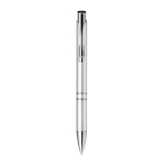 Pen made of plastic in many colours with blue ink, Aster Budget matt silver colour first view