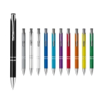 Pen made of plastic in many colours with blue ink, Aster Budget various colours