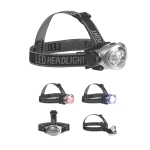 Headlamp with an elastic band and red and white LEDs still life view