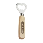 Bottle opener with wooden handle light wood colour image with logo