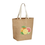 Jute bag with laminated interior, 360 g/m2, Jute Plus natural colour image with logo