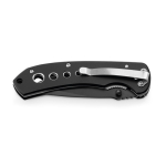 Steel and metal pocket knife with safety lock black colour first view