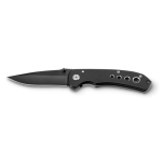 Steel and metal pocket knife with safety lock black colour third view