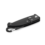 Steel and metal pocket knife with lock and carabiner black colour third view