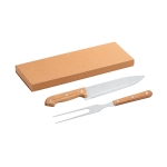 2-piece grill set made of bamboo and stainless steel natural colour