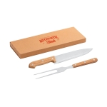 2-piece grill set made of bamboo and stainless steel natural colour image with logo