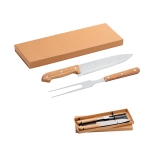 2-piece grill set made of bamboo and stainless steel various colours