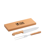 2-piece grill set made of bamboo and stainless steel main view