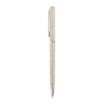 Eco-pen wheat straw with clip and black ink, Vip Natural light wood colour