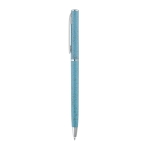 Eco-pen wheat straw with clip and black ink, Vip Natural light blue colour