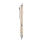 Wheat straw ballpoint pen in different colours, blue ink light wood colour