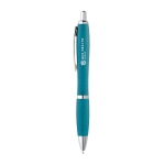 Wheat straw ballpoint pen in different colours, blue ink light blue colour image with logo