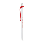 ABS pen with clip in assorted colours, blue ink red colour image with logo