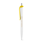 ABS pen with clip in assorted colours, blue ink yellow colour image with logo