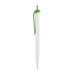 ABS pen with clip in assorted colours, blue ink light-green colour