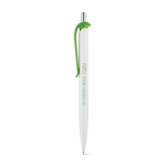 ABS pen with clip in assorted colours, blue ink light-green colour image with logo