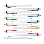 ABS pen with clip in assorted colours, blue ink