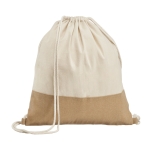 Gym bag made of 160 g/m2 cotton, jute detail, natural natural colour first view