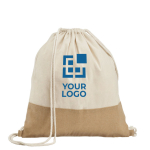 Gym bag made of 160 g/m2 cotton, jute detail, natural main view