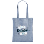 Recycled cotton bag, 140 g/m2, Reciclo blue colour image with logo 2